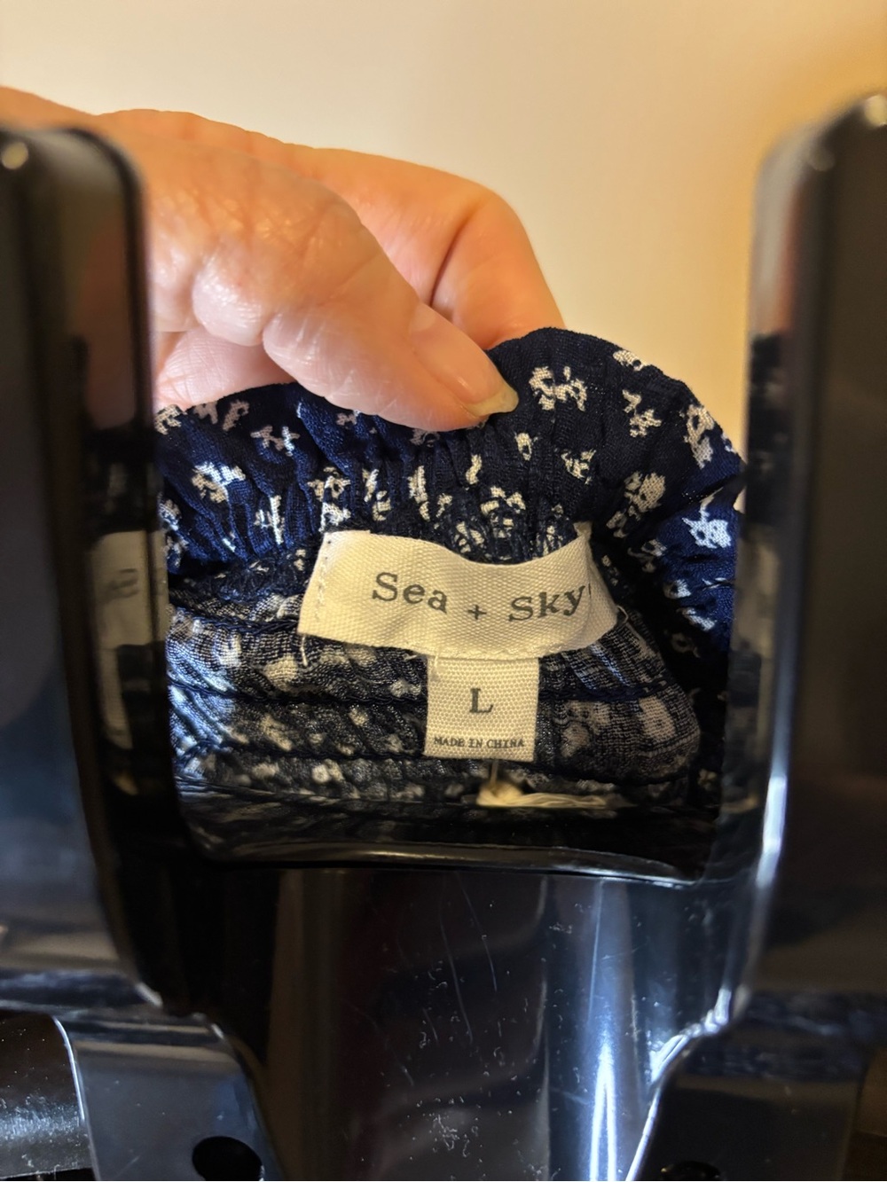 Sea + Sky Girls Size L Navy Blue Floral Smocked Puff Sleeve Dress NWT - Picture 3 of 6